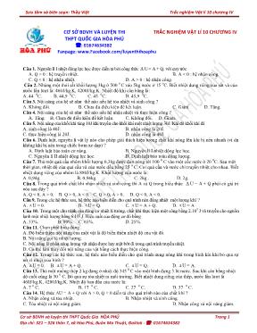 Bài tập trắc nghiệm Chương IV môn Vật lí 10